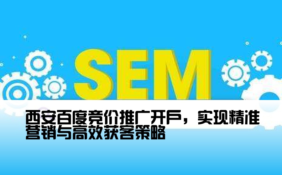 [西安百度开户竞价推广] 西安百度竞价推广开户，实现精准营销与高效获客策略