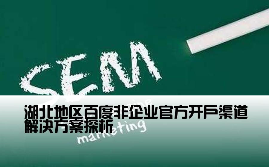 湖北地区百度非企业官方开户渠道解决方案探析