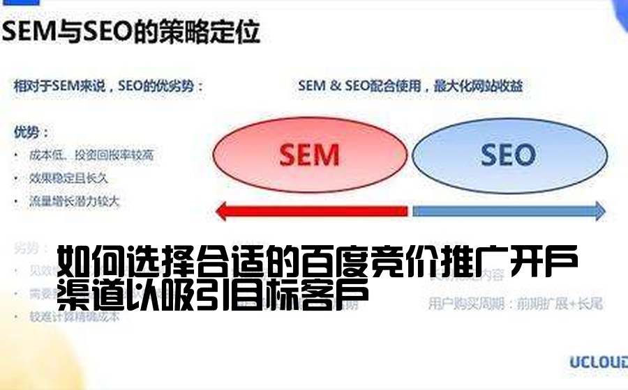 如何选择合适的百度竞价推广开户渠道以吸引目标客户